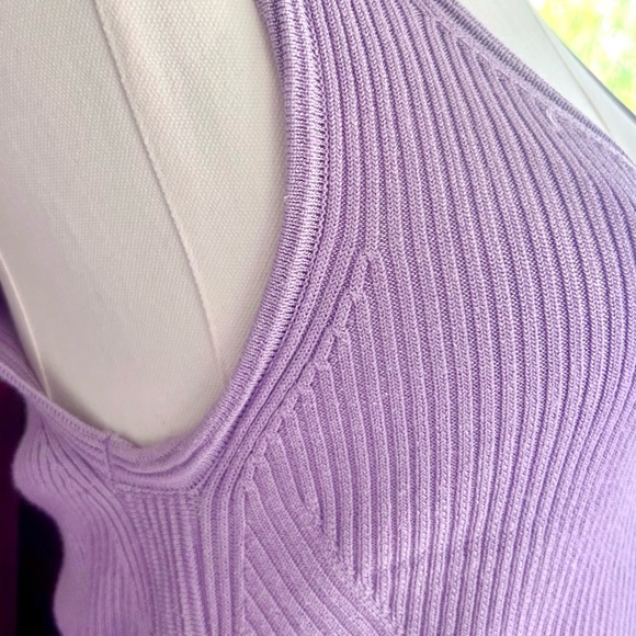 WHBM Y2K Pastel Sweetheart Lilac Ribbed Knit Tank Top Casual Coquette Staple | L - Picture 5 of 12